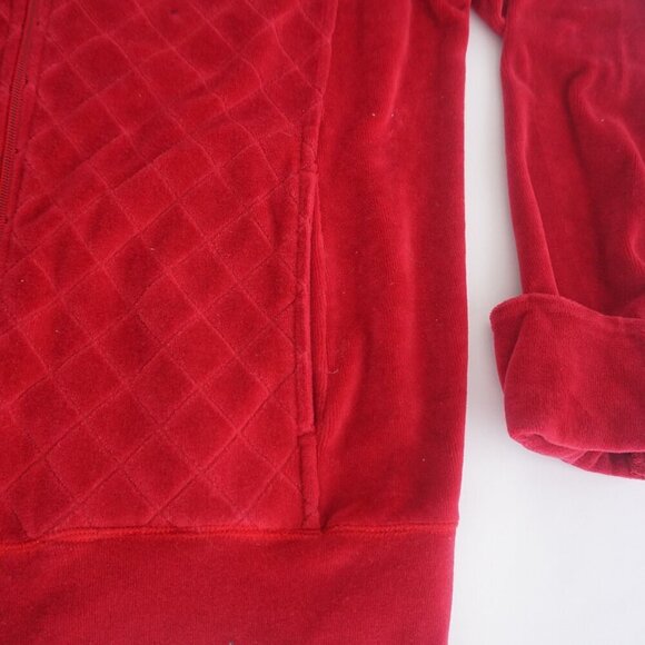 Vintage Jessica Red Quilt Diamond Print Pattern Velour Two-Piece Matching Set M - Picture 5 of 14
